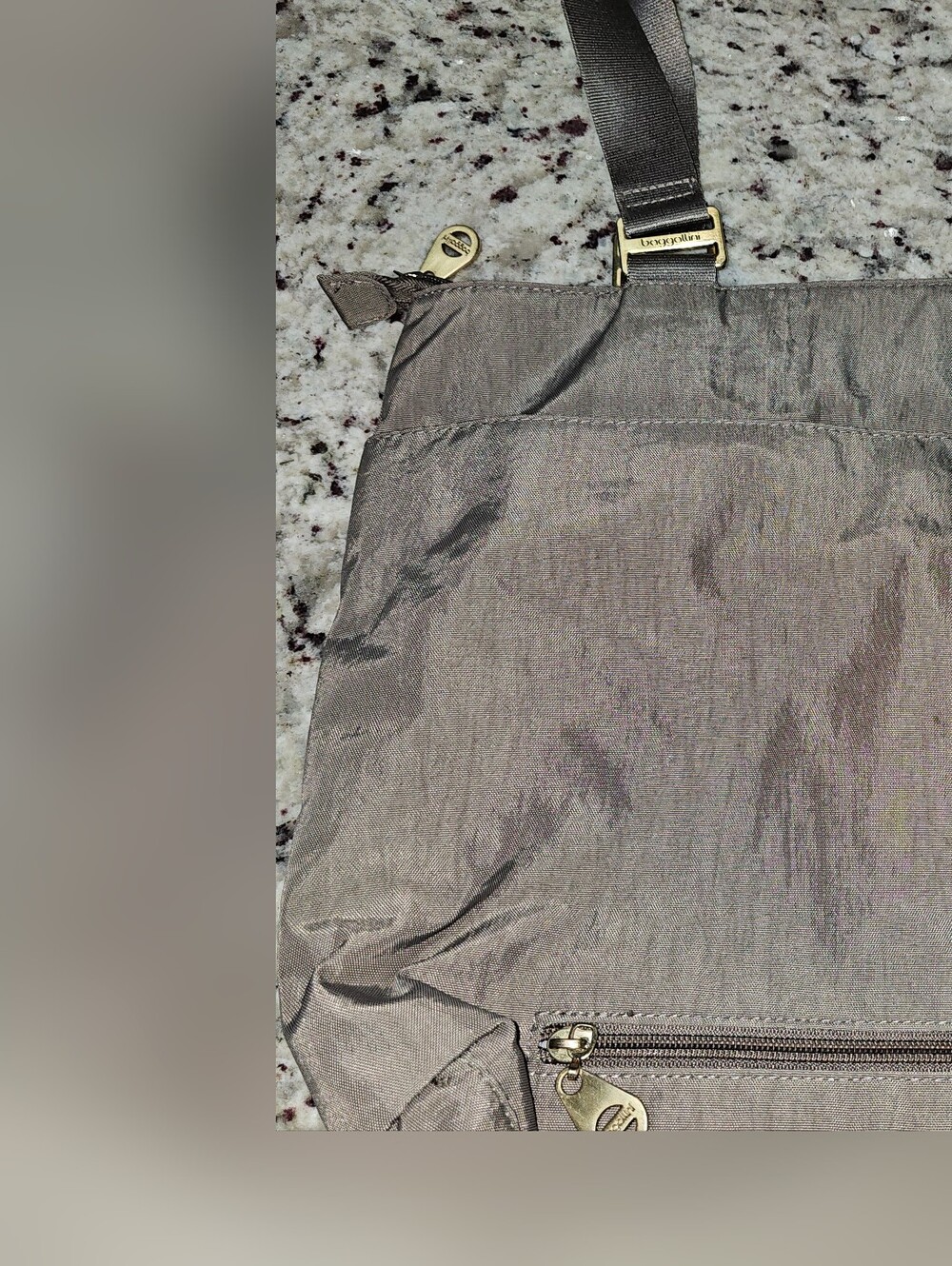 Baggallini Tulum Light Weight Nylon Taupe Travel Tote Bag - Picture 5 of 11